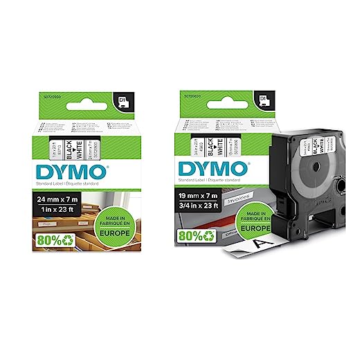 DYMO Original D1-Etikettenband & Original D1-Etikettenband | schwarz auf weiß | 19 mm x 7 m | selbstklebendes Schriftband | für LabelManager-Beschriftungsgerät von DYMO