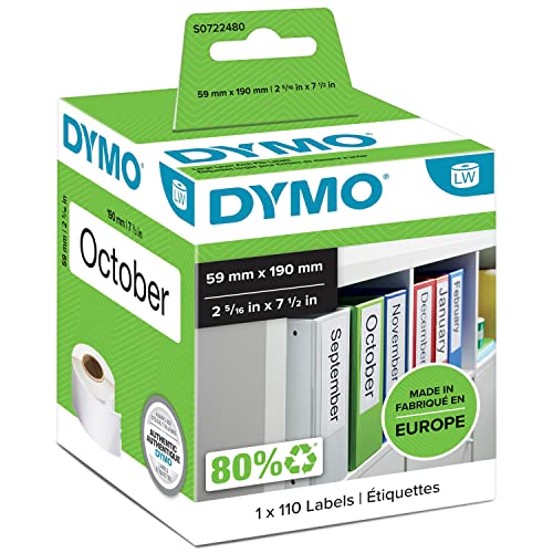 DYMO Original LabelWriter-Mehrzwecketiketten/große Ordnerrücken-Etiketten | 59 mm x 190 mm | Rolle mit 110 leicht ablösbaren Etiketten | selbstklebend | für LabelWriter Etikettendrucker DYMO Original LabelWriter-Mehrzwecketiketten/große Ordnerrücken-Etiketten | 59 mm x 190 mm | Rolle mit 110 leicht ablösbaren Etiketten | selbstklebend | für LabelWriter Etikettendrucker von DYMO