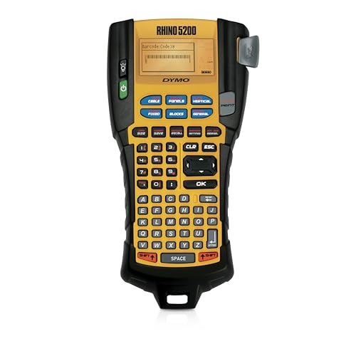 DYMO Rhino 5200 Wärmeübertragung 180 x 180DPI - Etikettendrucker (Wärmeübertragung, 180 x 180 DPI, 10 mm/sek, 100 Etikett(en), 1,9 cm, 6, 9, 12, 19), gelb/schwarz von Dymo