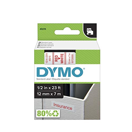 DYMO Standard D1 43610 Beschriftungsband (schwarzer Druck auf transparentem Klebeband, 0,6 cm B x 68,4 cm L, 1 Patrone), DYMO Authentisch von DYMO