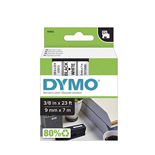 DYMO Standard D1 Beschriftungsband für LabelManager Etikettendrucker, schwarzer Druck auf weißem Klebeband, 9,5 cm B x 58,4 cm L, 1 Patrone von DYMO