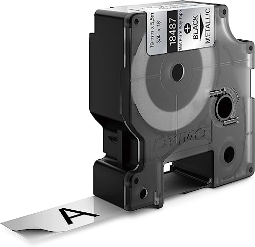 Dymo 19 mm Rhino Permanent Polyester Schwarz auf Grau D1 Etikettenband – Etikettenbänder (schwarz, auf grau, D1, Polyester, Belgien, Boxen, 5,5 m) von DYMO