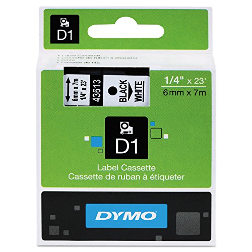 Dymo 43613 D1 Hochleistungs-Polyester-Etikettenband, abnehmbar, 1/4 Zoll x 60 m, Schwarz auf Weiß von DYMO