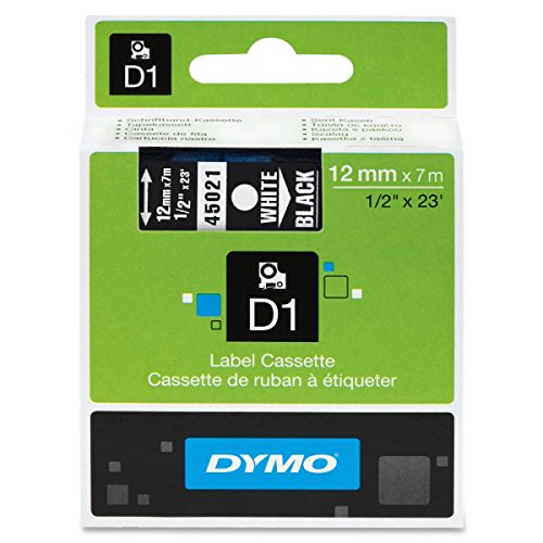 Dymo D1 45021 Klebebandpatrone, Weiß auf Schwarz, 1,3 cm x 68 cm, Schwarz, 2 Stück von DYMO