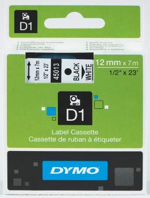 Dymo D1 Standard-Etiketten, Schwarz auf Weiß, 7 m x 12 mm, So720530 von DYMO