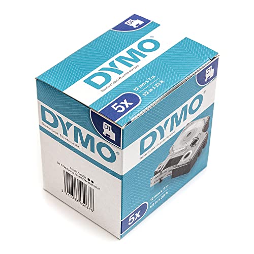 Dymo D1-Standard-Kennzeichnungsband 45013 (S0720530) 12 mm x 7 m, schwarz auf weiß, 5 Stück von DYMO