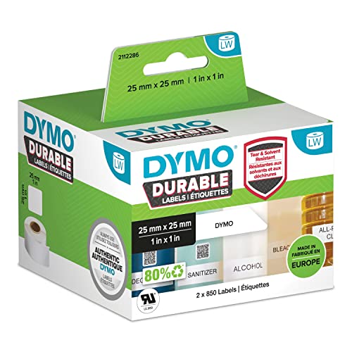 DYMO Original LabelWriter Hochleistungs-Etiketten | 25 mm x 25 mm | weißes Kunststoff-Etikett | Rolle mit 1.700 Etiketten | für LabelWriter-Beschriftungsgerät von DYMO