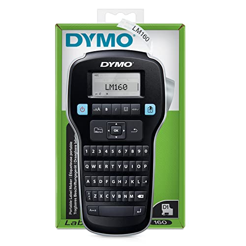 Dymo LabelManager 160 Hand-Etikettiermaschine mit QWERTY-Tastatur, Schwarz/weiß von DYMO