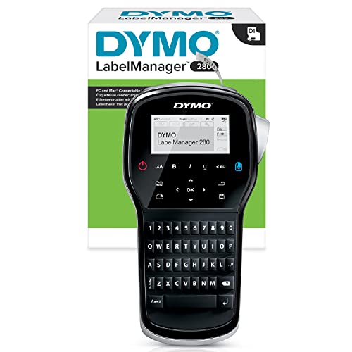 Dymo LabelManager 280 tragbares Etikettiergerät mit QWERTY Tastatur (mit britischem Stecker) Etikettenmaschine von DYMO