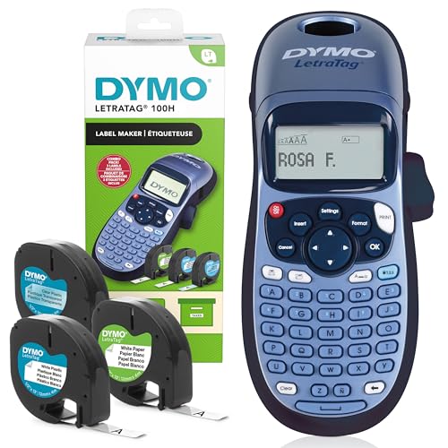 Dymo LetraTag LT-100H Beschriftungsgerät Handgerät | Tragbares Etikettendrucker mit ABC Tastatur | mit Papieretiketten, weißen & transparenten Kunststoffetiketten | Ideal fürs Büro & zu Hause von DYMO