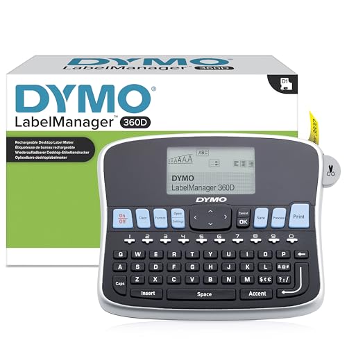 Dymo Plug N Play Tisch-Etikettiergerät USB Lithium-Ionen Akku D1 druckt 2 Zeilen von DYMO