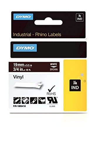 Dymo Rhino Band Industrie, Vinyl, 12 mm x 5.5 m, weiß/braun von DYMO