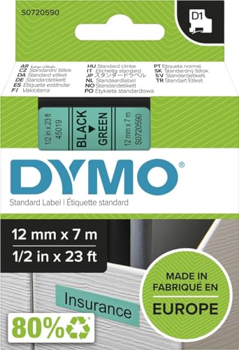 Dymo cf5nastri D1 12 mmx7 m Schwarz/Grün von DYMO