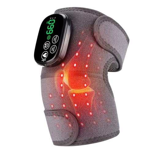 DYMROGE Kabellose Beheizte Kniebandage Mit Rotlicht, 660nm Rotlicht & 850nm Nah-Infrarotlicht Heizkissen Mit Touchscreen-Steuerung, Tragbares Knie-, Schulter- und Ellbogenheizkissen mit 5000mAh Akku von DYMROGE