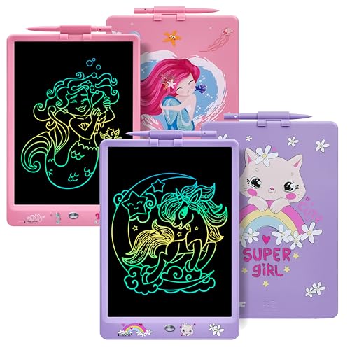 DYNASONIC (Pack 2 DYNA-PM) Farb-LCD-Schreibtablett, 10 Zoll für Kinder, Magnettafel zum Zeichnen, Lernspielzeug, Geschenk für Kinder, Whiteboard von DYNASONIC