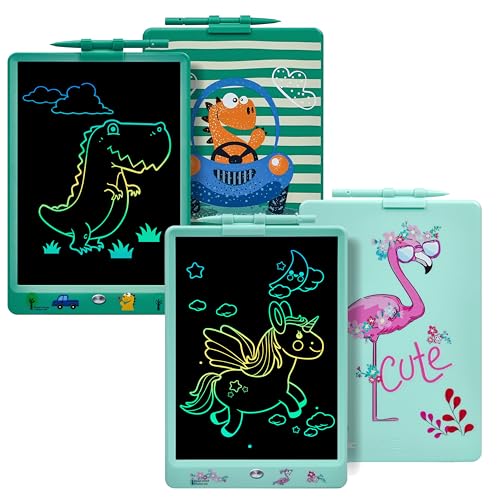 DYNASONIC (Pack 2 DYNA-PM) Farb-LCD-Schreibtablett, 10 Zoll für Kinder, Magnettafel zum Zeichnen, Lernspielzeug, Geschenk für Kinder, Whiteboard von DYNASONIC