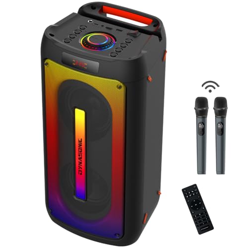 DYNASONIC D30 - Kabelloser Lautsprecher für draußen. Tragbarer Bluetooth-Lautsprecher. Drahtlose Stereoanlage. Leistungsstarker Sound-Player mit integrierter LED-Beleuchtung. Micro-SD, FM-Radio, USB DYNASONIC D30 - Kabelloser Lautsprecher für draußen. Tragbarer Bluetooth-Lautsprecher. Drahtlose Stereoanlage. Leistungsstarker Sound-Player mit integrierter LED-Beleuchtung. Micro-SD, FM-Radio, USB von DYNASONIC