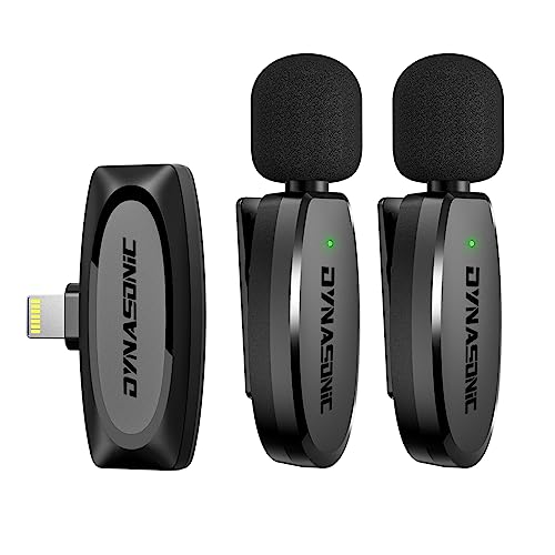 DYNASONIC DM-Pro Kabellose Lavalier-Mikrofone für iPhone, 2. Generation, 2 Stück, Mobile (2,4 GHz), Facebook, Tiktok, Video, Vlog, YouTube von DYNASONIC