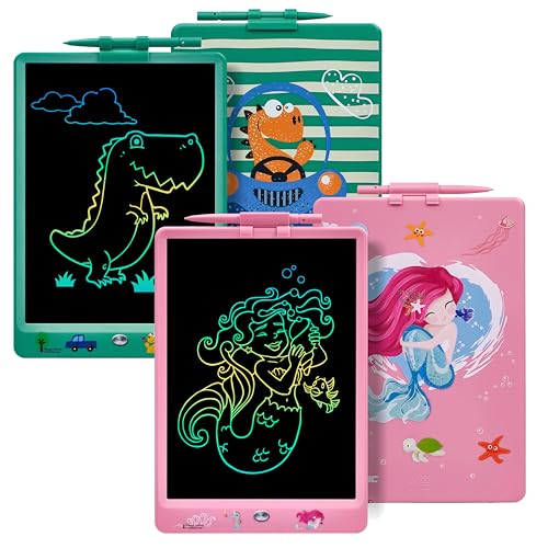 DYNASONIC (Pack 2 DYNA-PM) Farb-LCD-Schreibtablett, 10 Zoll für Kinder, Magnettafel zum Zeichnen, Lernspielzeug, Geschenk für Kinder, Whiteboard von DYNASONIC