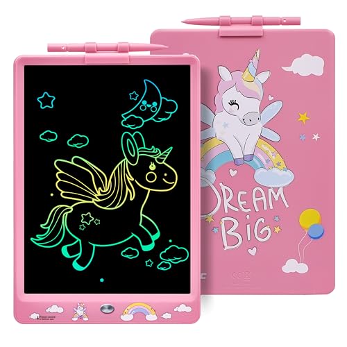 DYNASONIC DYNA-PM Einhorn Schreibtafel Kinder 10 Zoll, LCD Zeichentablett Kinder Magnetisches Whiteboard Dinosaurier Spielzeug Geschenk 2 3 3 4 5 6 7 8 Jahre alt von DYNASONIC