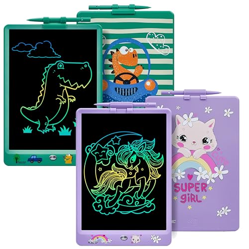 DYNASONIC (Pack 2 DYNA-PM) Farb-LCD-Schreibtablett, 10 Zoll für Kinder, Magnettafel zum Zeichnen, Lernspielzeug, Geschenk für Kinder, Whiteboard von DYNASONIC