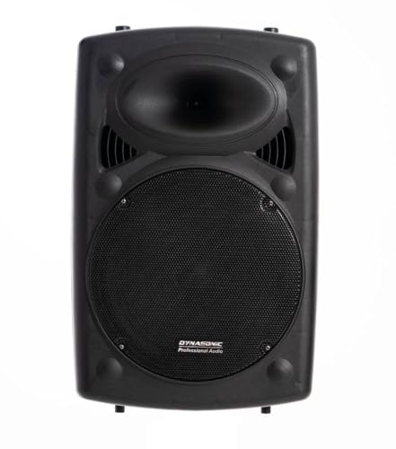 DYNASONIC - Dynapro 12' (neueste Generation) Tragbarer Lautsprecher Professionelles Audio System Leistung 700W - USB Bluetooth FM Radio Mikrofone, Schwarz - 4-5h Batterielaufzeit von DYNASONIC