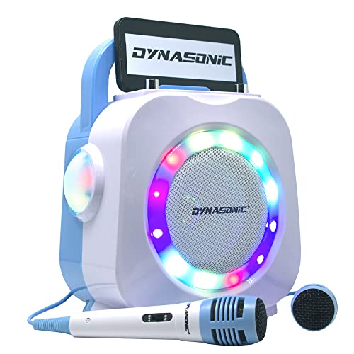 DYNASONIC Karaoke mit Mikrofon, Original Geschenke für Kinder Mädchen, Sprecher, Spielzeug Mädchen (DK-201 Blue) von DYNASONIC