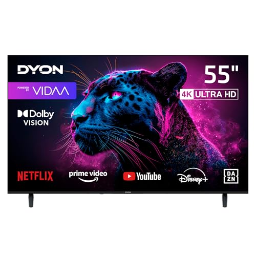 DYON Movie Smart 55 VX-2 - 55 Zoll (139 cm) 4K Ultra-HD Fernseher, Triple Tuner (DVB-C/-S2/-T2), Smart TV mit Netflix, Prime Video, YouTube, DAZN, Disney+ [Mod. 2025] von DYON