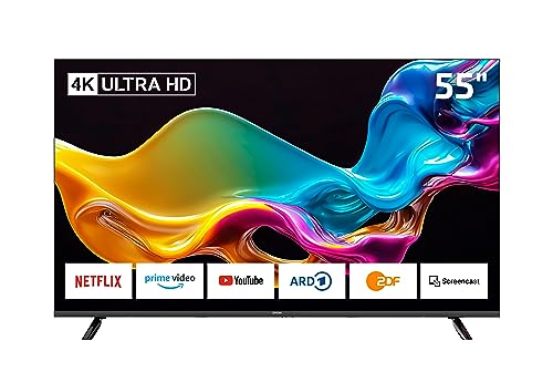 DYON Movie Smart 55 XT-3 139 cm (55 Zoll) Fernseher (4K Ultra-HD Smart TV, HD Triple Tuner (DVB-C/-S2/-T2), Prime Video, Netflix & HbbTV) [Modelljahr 2023] von DYON