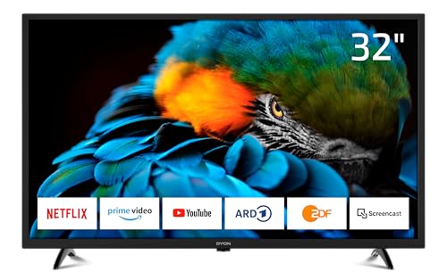 DYON Smart 32 XT 80 cm (32 Zoll) Fernseher (HD Smart TV, HD Triple Tuner (DVB-C/-S2/-T2), Prime Video, Netflix & HbbTV) [Modelljahr 2022], Schwarz von DYON