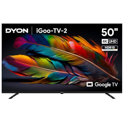 DYON iGoo-TV 50U-2 – 50 Zoll (126 cm) 4K Ultra-HD Smart TV mit Google TV, HDR10, Triple Tuner (DVB-S2/C/T2), WLAN, Bluetooth, Google Assistant, Netflix, Prime Video, [Modell 2025] von DYON