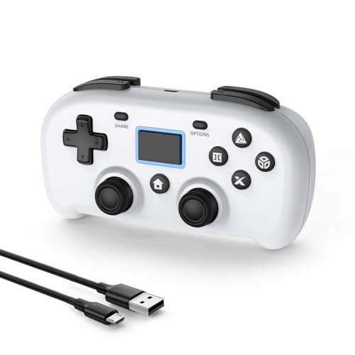 DYONDER Wireless Controller für PS4,Mini Style PS4 Gamepad Kompatibel mit PS4/Pro/Slim,PC Game Remote für Fenster10/8/7,Gaming Controller mit Dual Vibration/6-Achsen Sensor/Audio Funktion(Weiß) von DYONDER