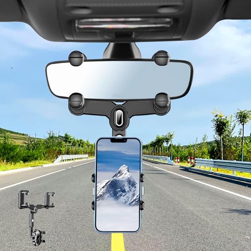 DYOUen Rückspiegel Handyhalterung Autotelefonhalter 360° Drehbar Multifunktionaler Handyhalter Navigatorhalterung Universal Auto Spiegel Telefonhalterung (Stil 2) (Stil 1) von DYOUen