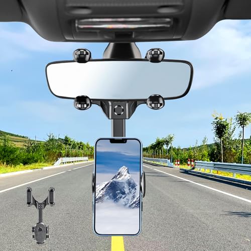DYOUen Rückspiegel Handyhalterung Autotelefonhalter 360° Drehbar Multifunktionaler Handyhalter Navigatorhalterung Universal Auto Spiegel Telefonhalterung (Stil 2) (Stil 2) von DYOUen