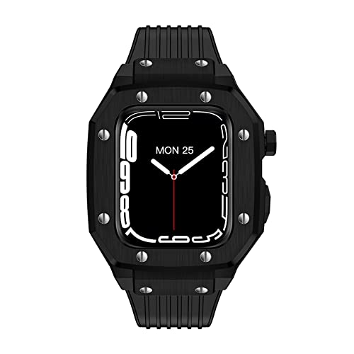DYPERO Uhrenarmband aus Legierung für Apple Watch Serie 7, 6, 5, 4, SE, 45 mm, 44 mm, 42 mm, luxuriöses Metall, Gummi, Edelstahl, Uhrenmodifikation, Mod Kit von DYPERO