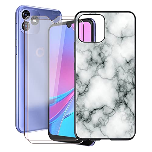 DYSu Hülle für Blackview Oscal C20 Pro (6.09") Cover + 2 Sätze Schutzfolie, Black Case Weich Silikon TPU Schutzhülle Schale and Gehärtetes Glas Protector 9H Glass Film - WM73 von DYSu