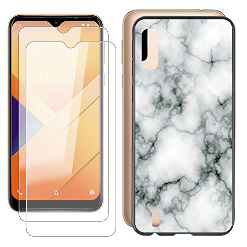 DYSu Hülle für Wiko Y81 (6.20") Cover + Panzerglas, Black Case Weich Silikon TPU Schutzhülle Bumper Schale and 2 Stück Gehärtetes Glas Folie schutzfolie Protector 9H Glass Film - WM73 von DYSu