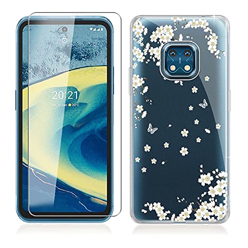 Hülle + Schutzfolie für Nokia XR20 (6.67"), DYSu Transparent Case Weich Silikon TPU Schutzhülle Schale Und Gehärtetes Glas Protector für Nokia XR20 - WM91 von DYSu