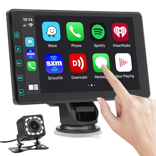 [Wireless] 7" Wireless Autoradio with Carplay & 1080P Reverse Camera,Portable Touch Screen Car Play GPS Navigation for Car,Car Audio Receivers with Mirror Link, Android Auto,Bluetooth,FM, Siri von DYWSWINN