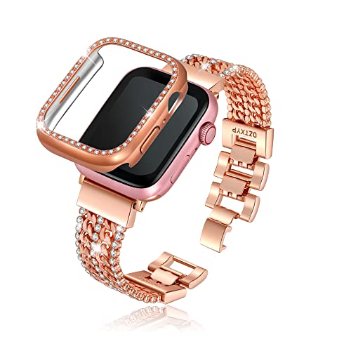 DZTXYP Crystals and Cowboy-Metallketten, kompatibel mit Apple Watch, mit glitzernder Schutzhülle, 38 mm, 40 mm, 41 mm, 42 mm, 44 mm, 45 mm, iWatch Serie 8, 7, 6, 5, 4, 3, 2, 1, für Damen, elegant, 40 DZTXYP Crystals and Cowboy-Metallketten, kompatibel mit Apple Watch, mit glitzernder Schutzhülle, 38 mm, 40 mm, 41 mm, 42 mm, 44 mm, 45 mm, iWatch Serie 8, 7, 6, 5, 4, 3, 2, 1, für Damen, elegant, 40 von DZTXYP