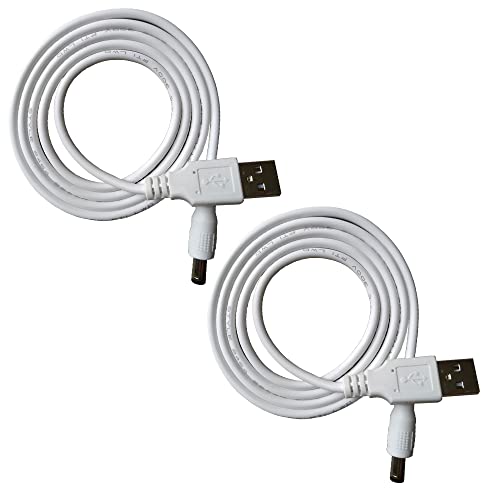 DZYDZR 2 Stück 5V USB auf DC 5V Power Kabel – USB A 2,1mm/5,5mm Adapterkabel 1m / 3ft Weiß von DZYDZR