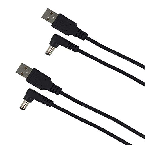DZYDZR 2 Stück 5V USB auf DC 5V Power Kabel – USB A 2,1mm/5,5mm L-Typ-Jack Adapterkabel 1m / 3ft Schwarz von DZYDZR