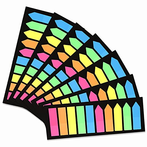 1400 Stück fluoreszierende durchsichtige Haftnotizen, DaKuan Pfeilflagge, farbige Haftnotizen, Pfeil-Index-Tabs, Seitenflaggen-Marker (5 Farben) von DaKuan