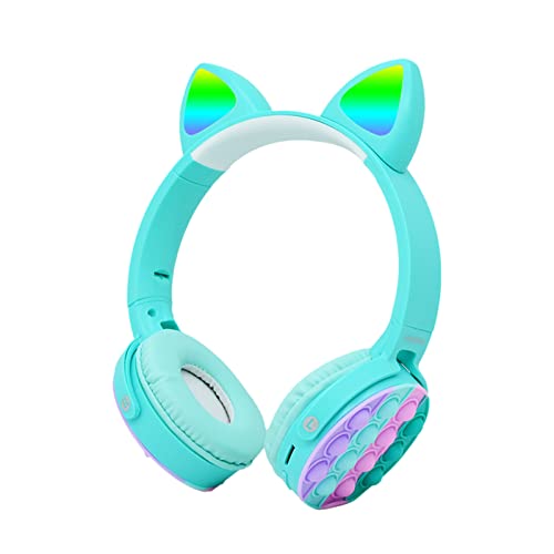 DaMohony Bluetooth Kopfhörer Kinder, Mädchen Katzenohr Kopfhörer Over-Ear mit 7 Colors LED-licht, Push Bubble Spielzeug für PC Laptop Smartphone DaMohony Bluetooth Kopfhörer Kinder, Mädchen Katzenohr Kopfhörer Over-Ear mit 7 Colors LED-licht, Push Bubble Spielzeug für PC Laptop Smartphone von DaMohony