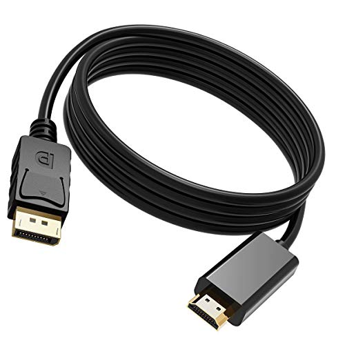 DisplayPort auf HDMI-Kabel, 1,8 m, DP auf HDMI-Kabel, Display-Port auf HDMI-Stecker, Adapter, Stecker auf Stecker, Kabelkonverter, kompatibel für HP, DELL, GPU, AMD, NVIDIA und mehr von DaMohony