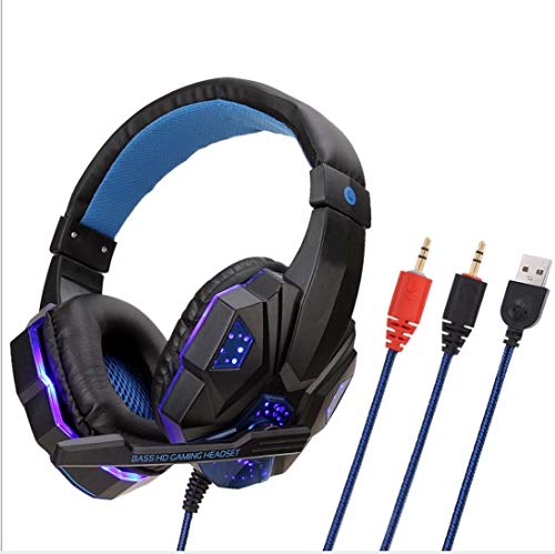 Gaming-Headset für Xbox One, PS4, LED-Stereo-Bass-Surround-Kopfhörer, 3,5-mm-Kopfhörer, Over-Ear-Kopfhörer mit Geräuschunterdrückung, Mikrofon für Laptop, PC, Mac, iPad, Smartphones von DaMohony