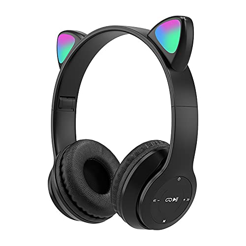 Kabellose Bluetooth Mädchen Kopfhörer, Faltbare Katzenohr Headsets über dem Ohr mit bunten Lichtern, 40 mm Treibereinheit, 9 Stunden Gesprächs/Musikzeit, für iPhone/iPad/Smartphones/Laptop/PC/TV von DaMohony