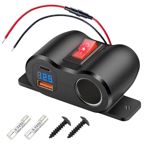 Daakro 12V Steckdose KFZ - USB Steckdose mit Zigarettenanzünder, 54W QC3.0 USB + PD3.0 Typ C Autoladegerät für 12 V / 24 V Wohnwagen, Autos, LKWs von Daakro