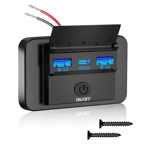 Daakro 72W USB Ladebuchse 12V Autoladegerät Dual QC3.0 USB & PD3.0 Typ C Handy Schnellladegerät Wasserdicht mit Schalter für 12 V / 24 V Wohnwagen, Autos, Motorräder, LKWs Daakro 72W USB Ladebuchse 12V Autoladegerät Dual QC3.0 USB & PD3.0 Typ C Handy Schnellladegerät Wasserdicht mit Schalter für 12 V / 24 V Wohnwagen, Autos, Motorräder, LKWs von Daakro