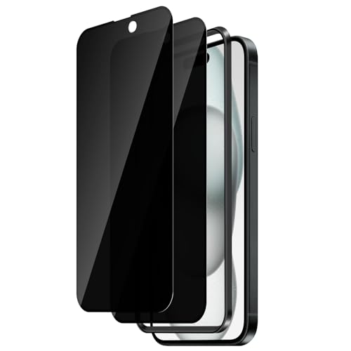 Dabuu Full Screen Sichtschutz Schutzfolie für iPhone 15 für Panzerglas, 9H Härte Anti-Spy Panzer Schutz Glas Folie mit Positionierhilfe, Privacy Displayschutz Schutzglas, Anti-Spähen Blickschutzfolie von Dabuu